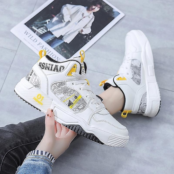 Herrsneakers Mode High-Top Sports löparskor Fr6055 Gul Yellow 39