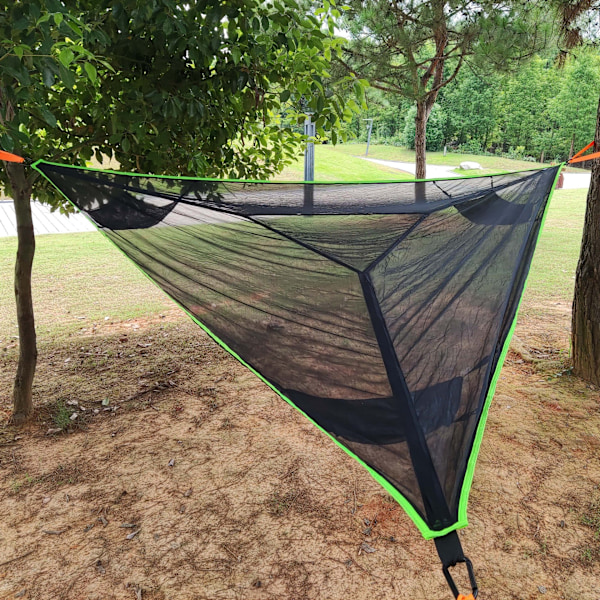 Utendørs Camping Hengekøye Multi-Person Trekant Hengekøye Foldbar Bærbar Mesh Black 280*280*280cm