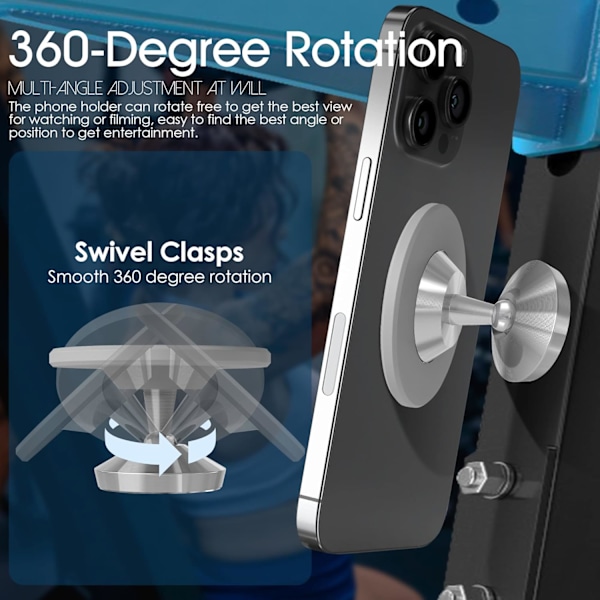 Uppgraderad magnetisk telefonhållare för gym, dubbelmagnet med stark magnet, fäster enkelt och säkert på metallytor för alla telefoner för videor och