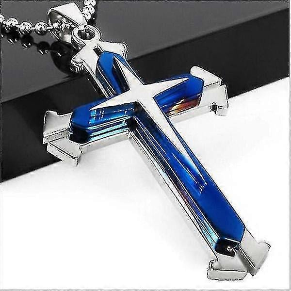 Hieno kristillinen amuletti miesten timantiton ristiriipus kaulakoru 925 hopeakaulakoru 18k kultakaulakoru{HH}