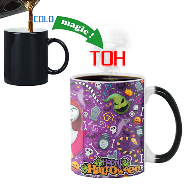 Halloween Farveskiftende Kopsæt Keramisk Kaffe Kop Termisk Tekop Nyhed Gave