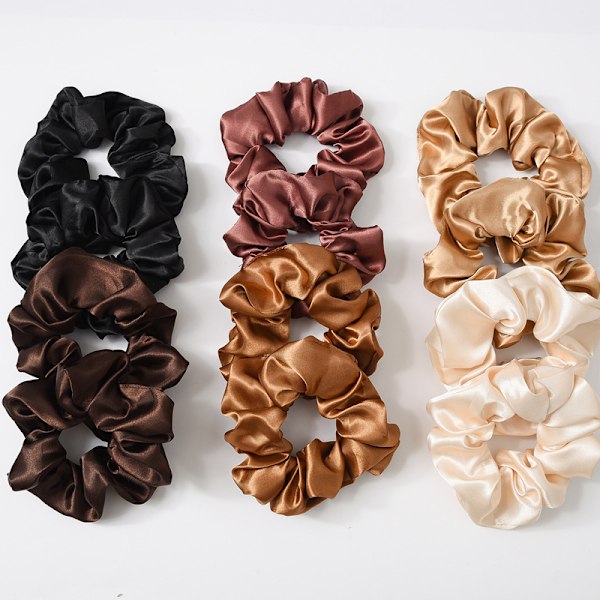 12 st Satin- och silkesscrunchies, ZQKLA