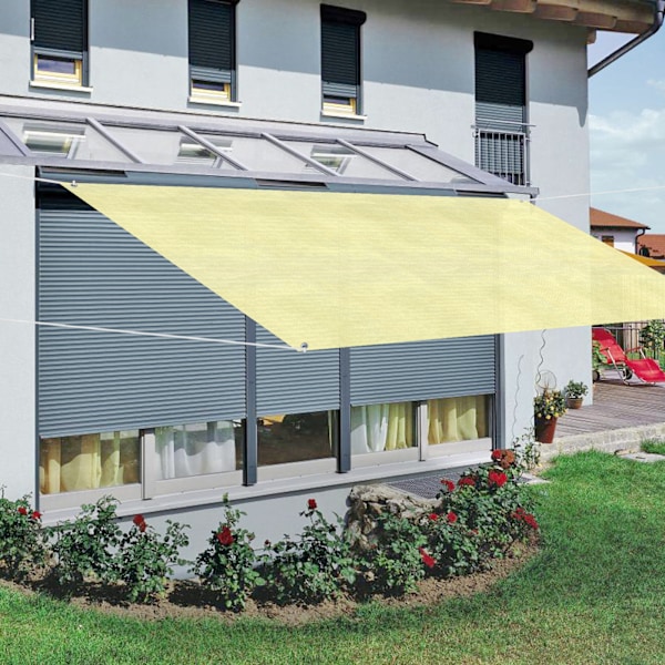 Rektangulær solseil 4x1.6m Solbeskyttelsesstoff Markise Pustende UV-beskyttelse for utendørs hage Terrasse Balkong Beige Farge