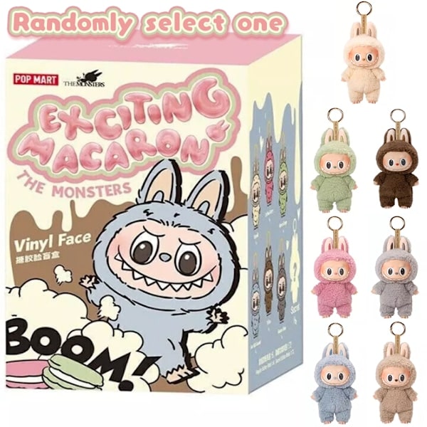 1-pakning POP MART Labubu The Monsters Spennende Macaron Plyschdockor Figurleker Blind Boxes Farge Tilfeldig (PA)