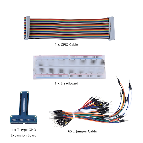 T-tyypin GPIO-laajennuskortti Raspberry Pi 1B+/2B/3b:lle, koekytkentälevy, GPIO-kaapeli, hyppyjohtimet