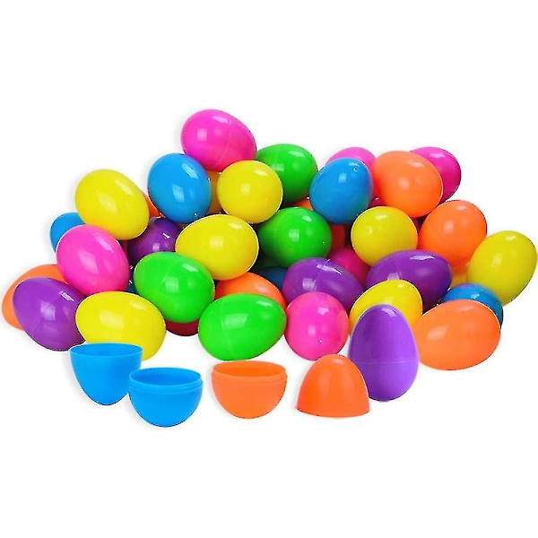 50-pack Plastic Easter Eggs, 6 cm Fillable Easter Eggs, Plastic Eggs For Egg Hunt Random Color_Special Gifts{ROG} 6厘米 x 4厘米