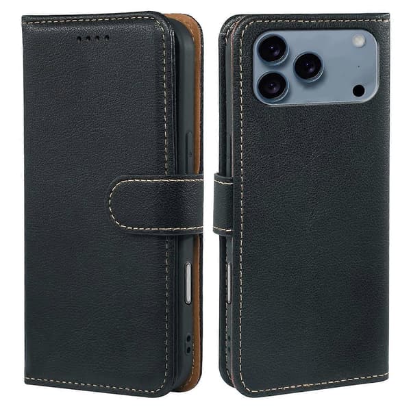 Compatible with iPhone 17 Pro Max Case RFID Blocking Wallet Litchi Texture Leather Phone Cover Magnetic Closure-lingling