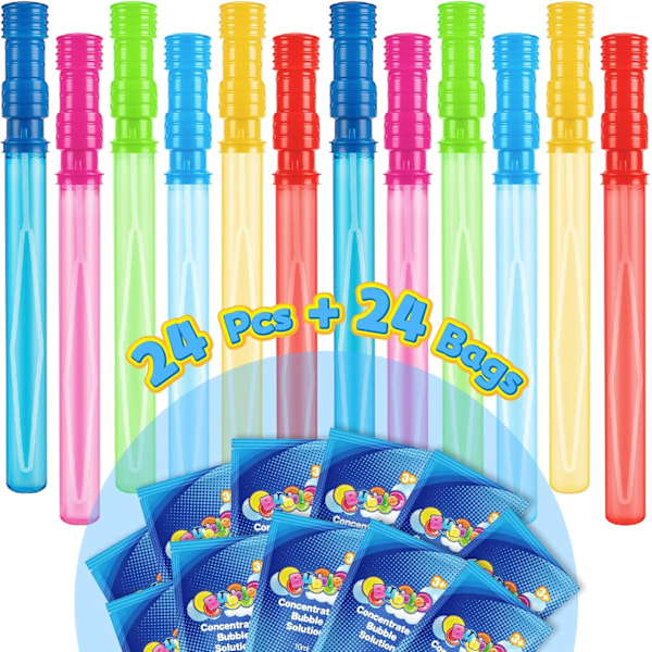 24-pack 14-tums bubbelstavar, stora bubbelstavar med 24 bubbelpåfyllningslösningar, bubblor festartiklar för påsk, sommar utomhus/inomhusaktivitet