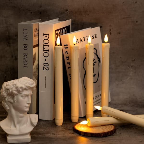 6-pack Battery Operated LED Candles with Remote Control and Timer, Flickering Warm White Real Wax Light B