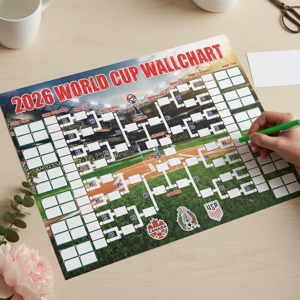 VM-kampprogramplakat, med både samle- og dekorationsfunktioner. Fodboldrelaterede merchandise-dekorationer[ROG]