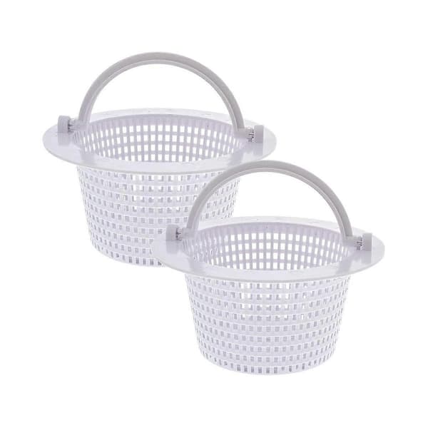 Replacement Pool Skimmer Basket with Handle, 2-Pack - Above Ground Through Wall Skimmer (FMY) White