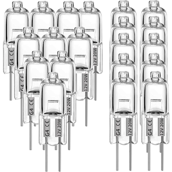 G4 halogenlamper 20W 12V - Varmhvit - 20-pakning 20W 20W 20W 20 pcs