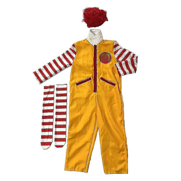 Ronald McDonald Clowndräkt Röd Gul Festkläder Vuxna Herrar Rolig Halloween Karneval Party Cosplay Kläder M