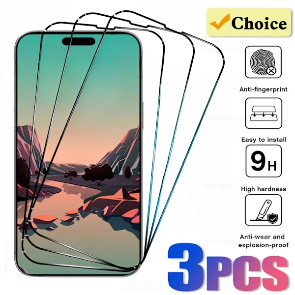 3-pakks herdet glass for iPhone 16 13 15 11 12 14 Pro Max 12 13 Mini Full skjermbeskyttelse for iPhone 14. 15 Plus Xr Xs Glass iPhone 7 8 iPhone 7 8 iPhone 7 8 3PCS