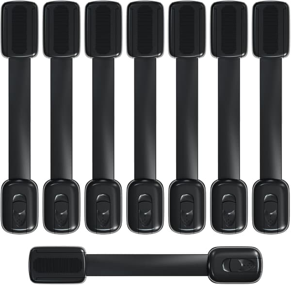 (Black) 8-pack childproof cabinet locks, adjustable childproof cabinet locks
