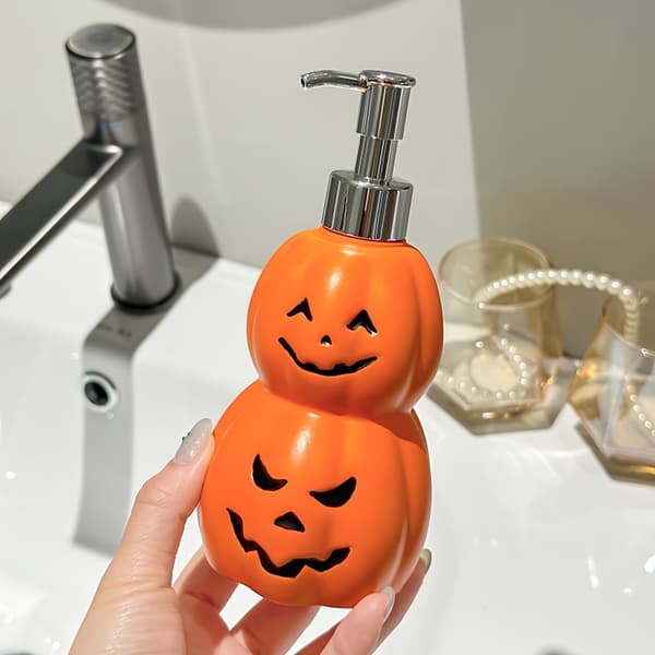 Halloween Græskar Sæbedispenser, Sød Jack-O'-Lantern Håndsæbepumpe til Badeværelse og Køkken JackO Soap Disp