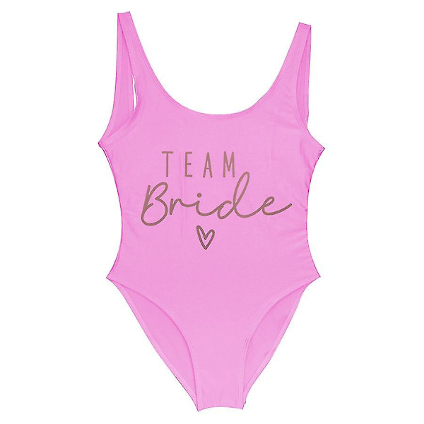 S-3xl Print Team Bride Badedragt i ét stykke Kvinder Badetøj Polterabend Badedragt Sommer Strandtøj Badedragt rose pink rose pink M