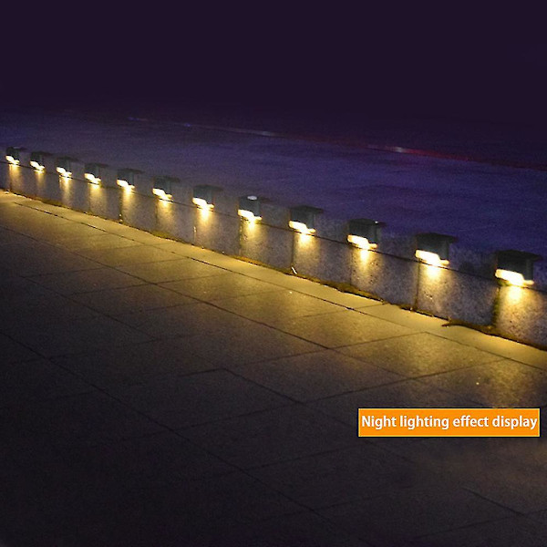 2023 Nye 8 stk. Vandtætte Solcellelamper Udendørs Baghave Dekoration Udendørs Trappe Trin Lys Have Stolpe Hegn LED Varm Lampe{HH}