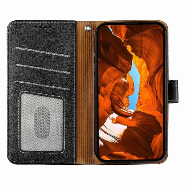 Compatible with iPhone 17 Pro Max Case RFID Blocking Wallet Litchi Texture Leather Phone Cover Magnetic Closure-lingling