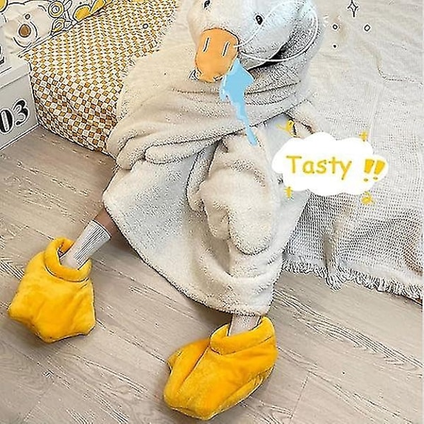 Andesko Slippers med Andefødder, Halloween Ande Slippers til Kvinder Vinter, Cosplay Monster Pote Plys Slippers One Size Fits All Gul -WELLNGS