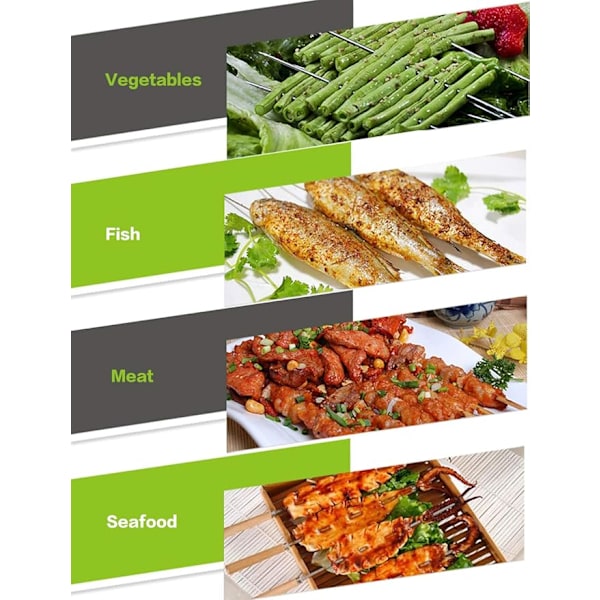 38 cm BBQ Spyd, 20 stk. Kebab Spyd i Rustfrit Stål, Genanvendelige Flade Metalspyd, Metal Kebab Pinde BBQ Spyd til Udendørs Brug, Familie Fester