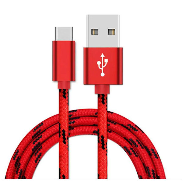 3m Type C USB-lader Hurtigladekabel Ledning for Samsung Galaxy S21 S22 S23 Rød