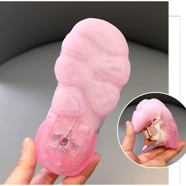 Elsa sko, prinsessesko, jenter lysende sko, barn LED-sneakers, gutter jenter lett mesh stoff sko kryss treningssko casual barnesko Rosa Pink Pink 26