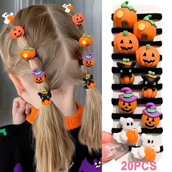 Halloweenhårband för flickor med pumpa- och häxhattsmönster, festpresenter Multi B (20pcs)