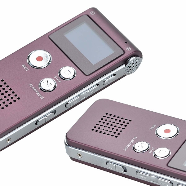 Bärbar digital röstinspelare ljudinspelare diktafon LCD-inspelare MP3-spelare - 8 GB (vinröd)
