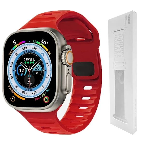 Silikoniranneke Apple Watchille 49mm 44mm 45mm 40mm 41mm 42mm 38mm Ultra 2 Sport Correa Armband iwatch Series 9 8 7 6 5 se