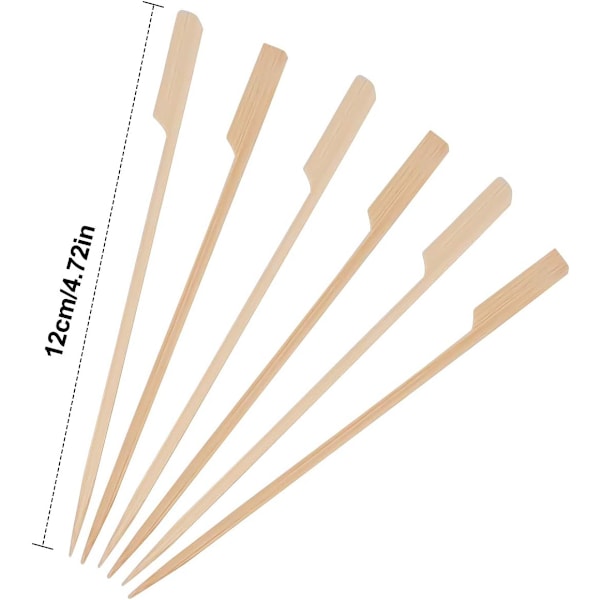 100 stycken bambu BBQ-spett, 12 cm naturliga trägrillspett