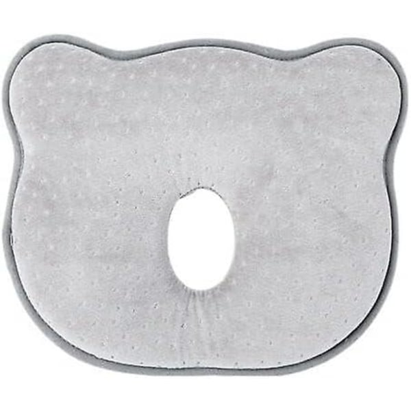 Babyhodeputen 3D minneskum - Spedbarnsputen for å forhindre flatt hode - Toddler Sleep Head Support Pillow for bilsete og barnevogn Grå