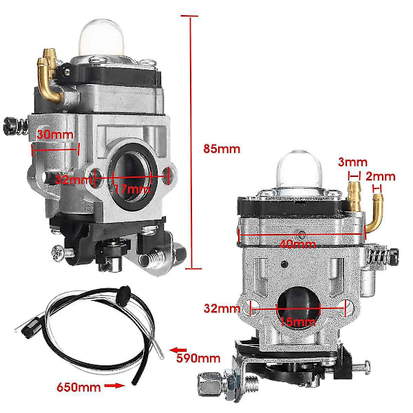 Moottoripyörän kaasutin 15mm 2-tahti kaasutin 43cc 47cc 49cc 50cc 52cc skootteri Atv lika