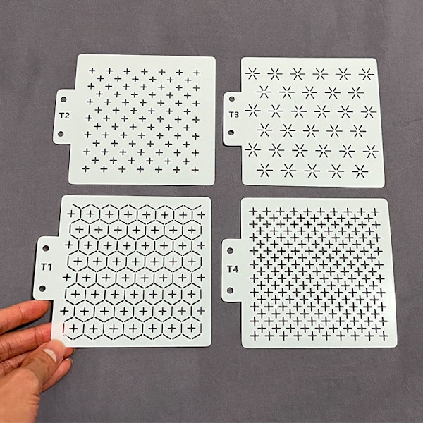 4 kpl Sashiko-malleja akryylistä, ristin muotoisia, kirjontatyökalu, viivaimalli käsin tikkaamiseen ja kirjontaan, 2,5 mm paksu{F2}