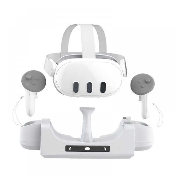 Kompatibel Ladestation til Meta Quest 3 VR, Headset Display Holder og Controller Mount Station, Ladestation Stativ Base - Perfekt