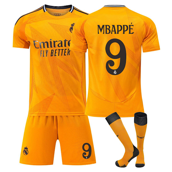 2024-2025 Real Madrid Borte Fotballdrakt Barn og Voksen Jersey Nr. 9 Mbappe 26 22