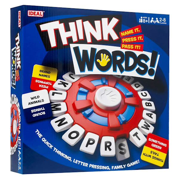 IDEAL | Think Words: Nopea ajattelu -kirjainten painamispeli! | Perhepeli | 2-8 pelaajalle | Ikä 8+