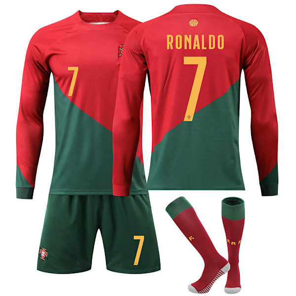 Portugal Hem Barnfotboll Långärmad tröja nr 7 Cristiano Ronaldo 28