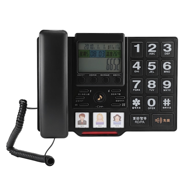C219 Fastnettelefon Caller ID Nummerlagring Volumen Justerbar til Kontor