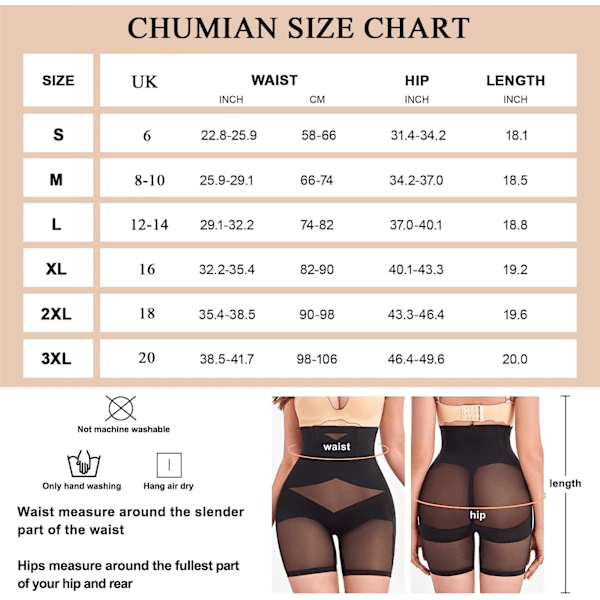 Shapewear för kvinnor Tummy Control Trosor High-Wisting Shaping shorts body shaper underkläder Seamless Butt Lifter byxor, S, svart svart black