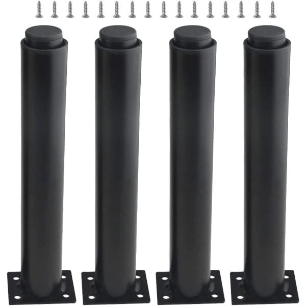 (25-42 cm, Svart) Set med 4 kraftiga justerbara möbelben i metall
