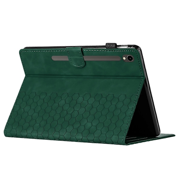 Etui til Samsung Galaxy Tab S9 FE/S9, Honeycomb-printet læder tabletetui med kortpladser