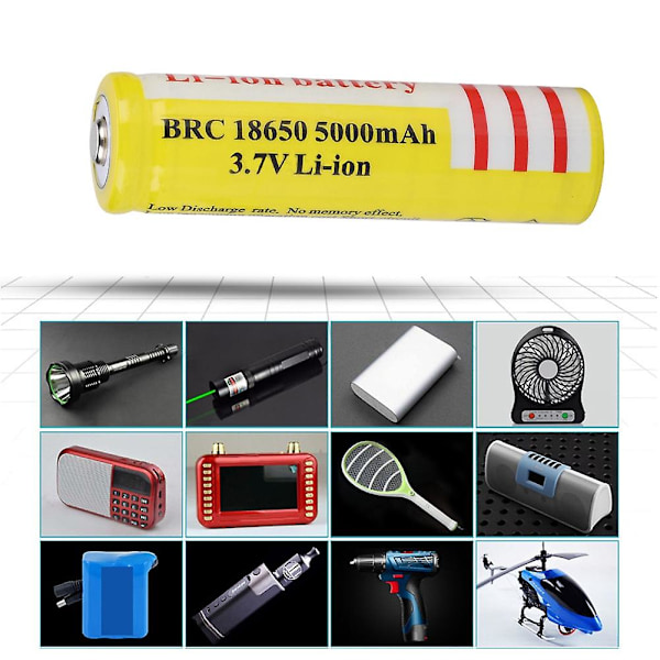 2 stk. 18650 3.7v Li-ion genopladeligt batteri 5000mah stor kapacitet gult lithium ion batteri