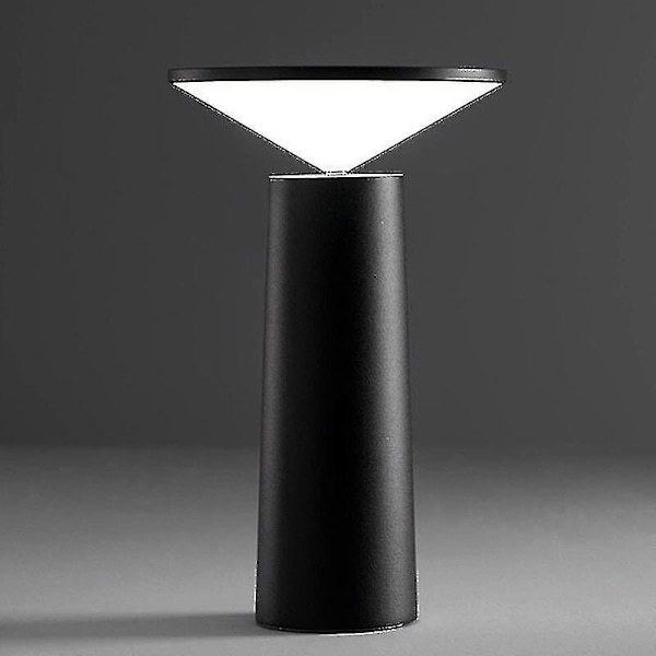 Trådløs Led-Bordlampe, Genopladelig Skrivebordslampe med Dæmpbar Touch-Kontrol, 3 Farver, til Indendørs/Udendørs, Restaurant, Bar - Sort