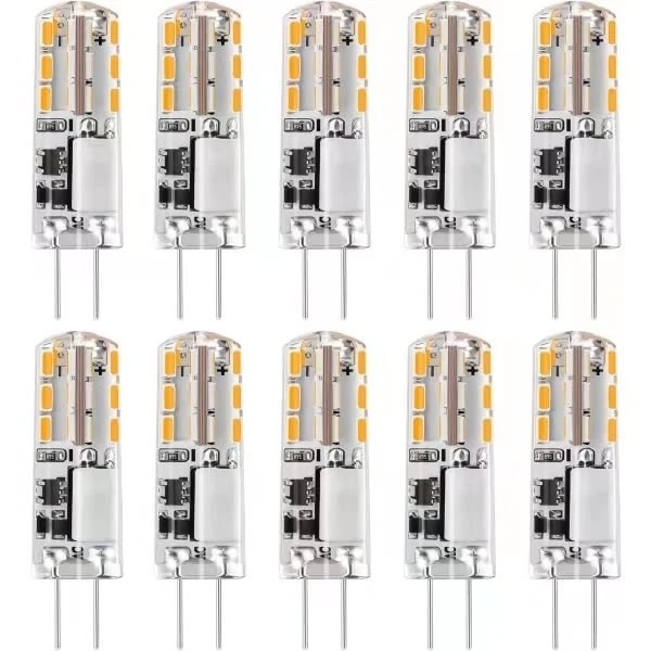 10x G4 LED-pærer 12V AC/DC Hvidt lys 6000K 2W, 24LED Dæmpbar Light-WELLNGS（Hvidt Lys 6000K）