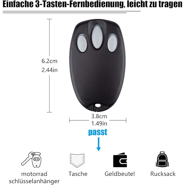 2-pak erstatningsfjernbetjeninger til garageporte Chamberlain Liftmaster Motorlift 94335E | 84335E | ML700 | ML500 | ML850 | Merlin
