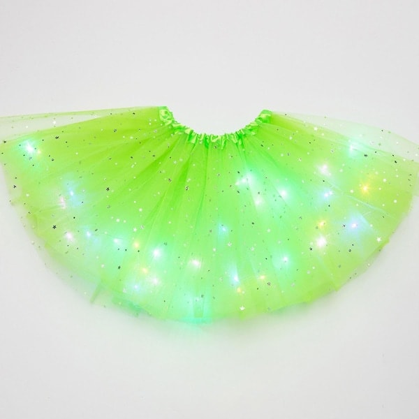 Kvinnor LED Light Up Glow Dance Tutu 3-lagers kjol Fancy Party Balett Klänning Sparkly White