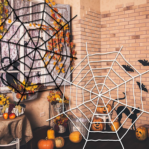 Halloween-festdekorationer, spindelvævsdekorationer, 1 sort uld c