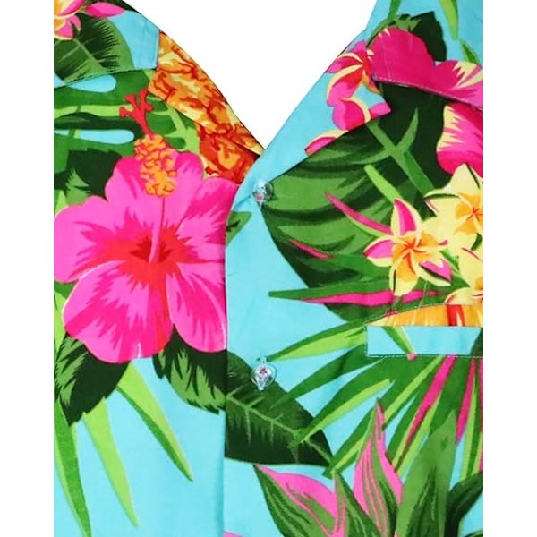 Havaijipaita miehille, hauska rento napitettava paita, erittäin räikeä lyhythihainen unisex maorikuvioinen rintapainatus (Koko: M)