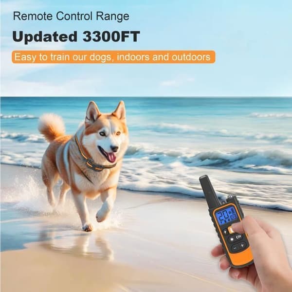 Rechargeable Dog Training Collar, 800m Range, with Vibration, Sound, Static Shock, and Light Modes